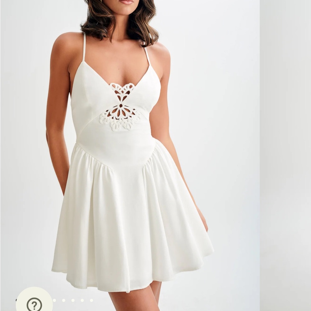 Meshki Ivory Mini Dress with Crochet Detail